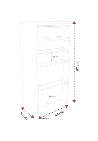 %100 Mdf - Medium Mono 7 Sepetli Oyuncak Dolabı Sarı