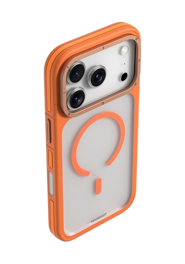 İphone 17 Pro Uyumlu Kılıf M-safe Şarj Özellikli Youngkit Rock Sand Serisi Kapak Turuncu