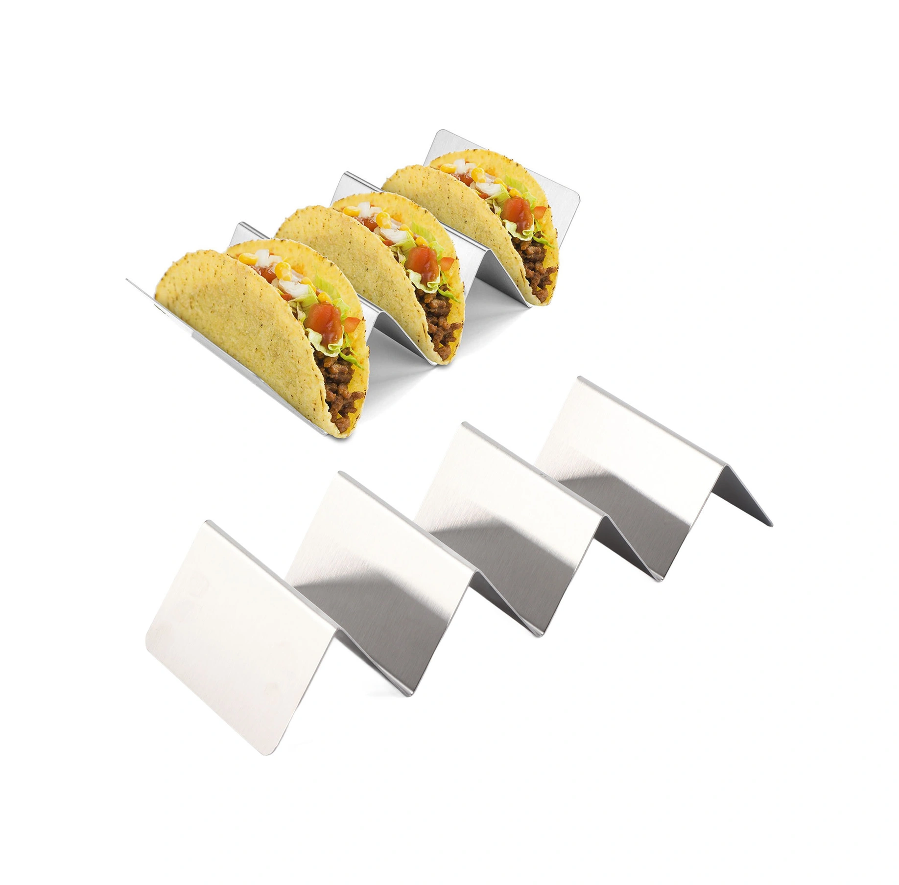 Wezone Paslanmaz Çelik Taco Tutucu - W Eğimli, 4 Taco Kapasiteli, Durağan Ve Yıkama Makinesine Uygun Ev Kullanımlı Meksika Yemeği Rafı Diğer
