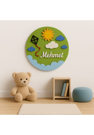 Çocuk Odası Kapı veya Duvar Süsü Kişiye Özel İsim Yazılı No:1001 Yeşil