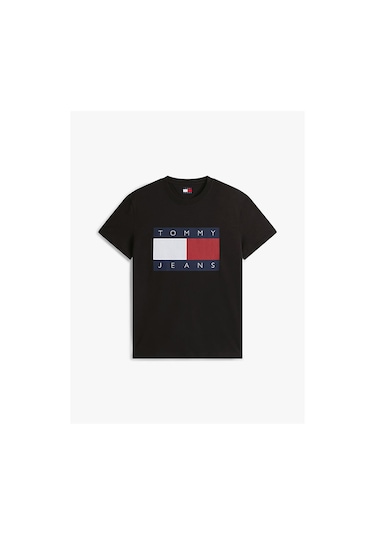 Tommy Hilfiger Tjm Reg Bıg Flag Ss Tee Ext-13777 Siyah