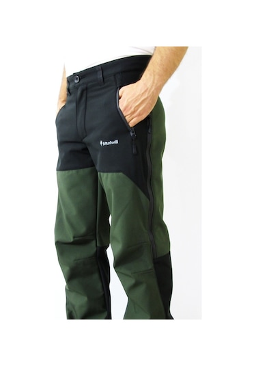 Mudwill Erkek Kışlık Softshell Pantolon Haki-Siyah