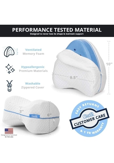WhiteBlanco Ortopedik Bacak Arası Yan Yatış Yastığı Ergonomik Uyku Minderi Beyaz