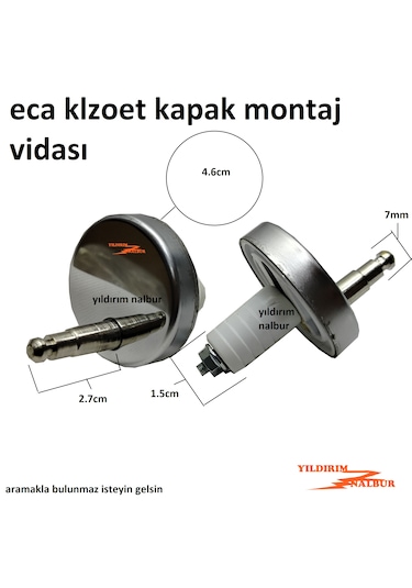 Eca Klozet Kapak Bağlantı Vidası Paslanmaz Metal Amatisörlü Kloze