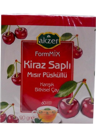 Akzer Formmix Kiraz Saplı Mısır Püsküllü Karışık Bitkisel Süzen Poşet Çay 60 x 1.5 G