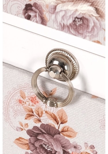 Mistik Home Rose Katlanır Dolaplı Ütü Masası Beyaz Gövde, Kahverengi Çiçek Desenli Beyaz/kahverengi