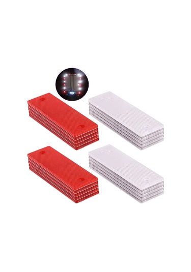 Beyaz Kamyon Motosiklet Yapışkanlı Dikdörtgen Plastik Reflektör Yansıtıcı Uyarı Plaka Çıkartmaları Güvenlik İşareti Kırmızı/beyaz Çıkartmalar 50pcs