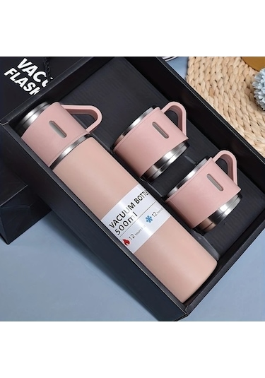 Trendooze Gaojunshop01 500ml Termos İzgara Tutucu 3'lü Kupa Takımı Yeşil Yeşil