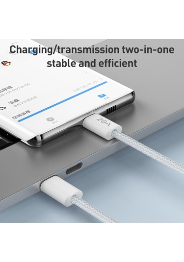 Zga Cb06 60w Tip-c Tip-c Hızlı Şarj Örgülü Veri Kablosu, Uzunluk: 1m Beyaz