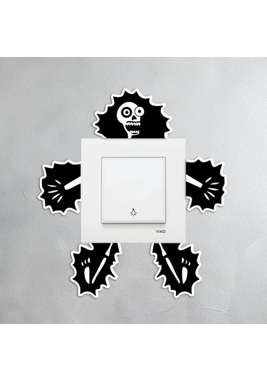 Cajuart Elektrik Çarpılmış İskelet Ahşap Priz Sticker Dekor Süs