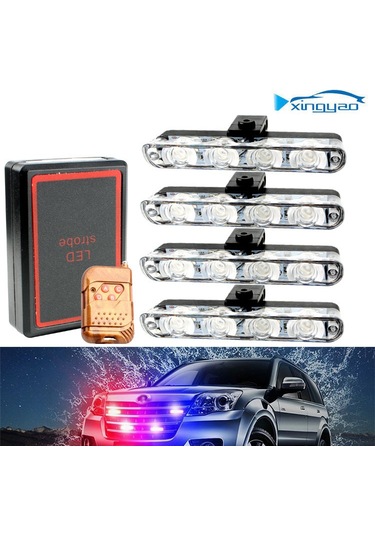 Geeksen 12v Kablosuz Kumanda 16 Led Oto Arka Panjur Işığı, 4'lü Klasörlü Parıltı Işığı, Kırmızı-mavi, Taşınabilir Ve Dayanıklı Diğer