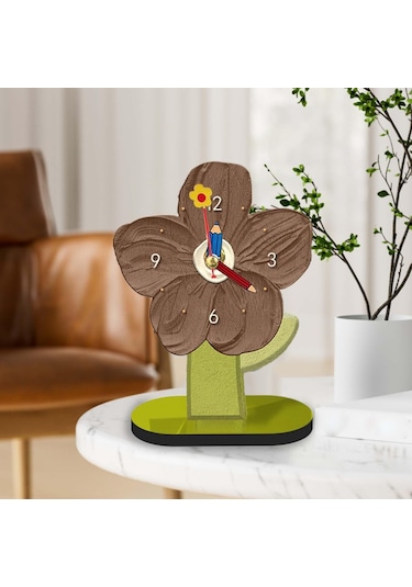 Homyl Masaüstü Saat Süs Modern Masa Saati Kahverengi-15cmx20cm Kahverengi 15cmx20cm Çok Renkli