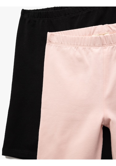 Koton Pamuklu Beli Lastikli 2'li Basic Kısa Tayt Seti Multıcolor 5skg10294ak Mavi