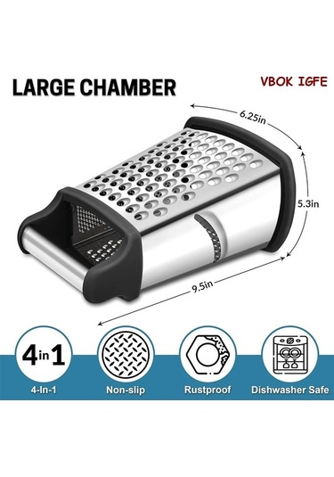 Maoyaya Taraflı Rende Paslanmaz Çelik, Kaba Ve İnce Rendelemek İçin, Gümüş Gümüş