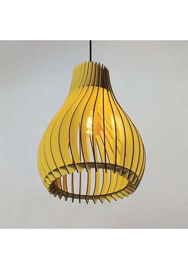 Vialux Modern Ahşap Bohem Rustik Avize Tekli Sarkıt Lamba Sarı SARI