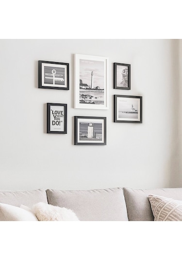 Porsima Dhz90055 Renkli Ahşap Modern Dekoratif 6 Parça Fotoğraf Çerçevesi Masa Duvar Fotoğraf Çerçevesi