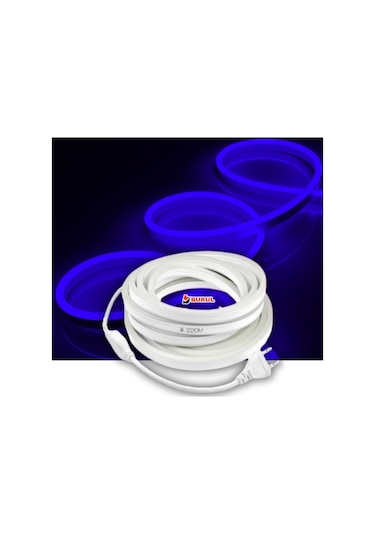 Sb-6509 5 Metre Mavi Işık Neon Led Şerit Dış Mekan Silikonlu Esnek Dekoratif Aydınlatma 220v Fişli