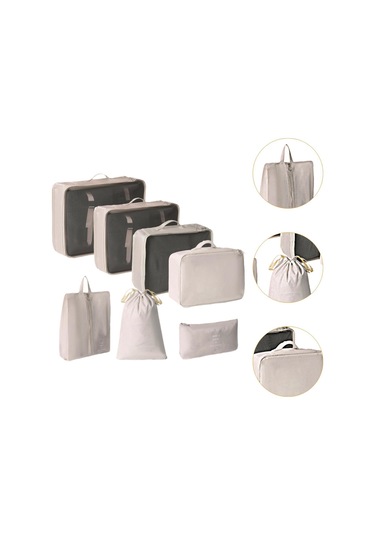 Homyl 7 Parça Ambalaj Küpleri Organizatörler İpli Çanta Bej
