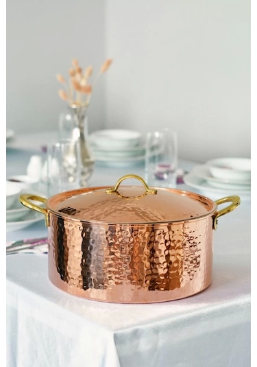Bakır Modern Tencere Derin Model 24 CM Bakır Renk