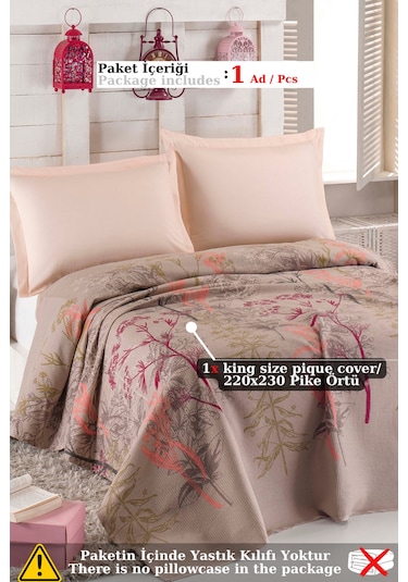 Doğal Pike Baskılı Battal 230x220cm Urla Bej Bej
