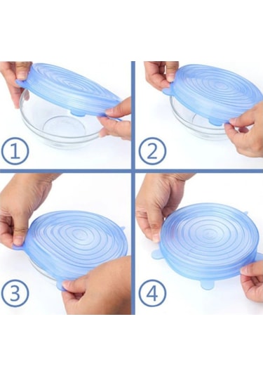 Tazeliğini Koruyan 6 Boy Silikon Streç Saklama Kabı Kapağı