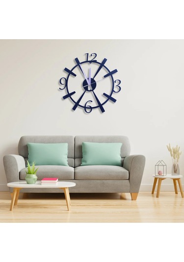 Dekoratif Büyük Rakamlı Duvar Saati Siyah Metal, 40 Cm, Sessiz Siyah