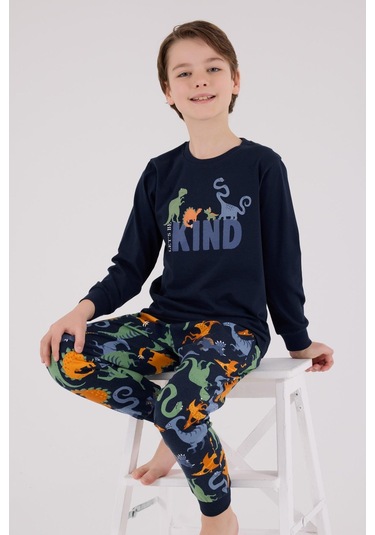 Rolypoly Erkek Çocuk Uzun Kol Pijama Takım Lacivert-1740 Lacivert
