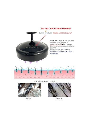 Land Of Myth Yumuşak Dişli Saç Derisi Masaj Şampuan Fırçası-SİYAH