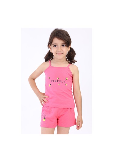 Toontoy Kids Toontoy Kız Bebek Arı Baskılı Şortlu Takım Fuşya