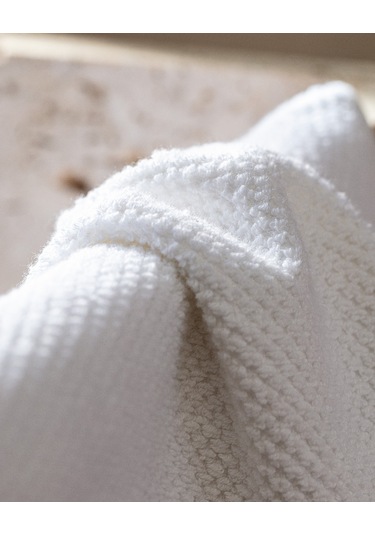 Madame Coco Riz Jakarlı %100 Pamuk 2'li El Havlusu - Beyaz Beyaz