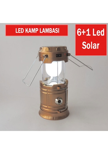 Solar Güneş Enerjisi Şarjlı Led Kamp Lambası Dağ El Feneri Küçük Altın N11.11158 Altın