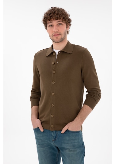 U.s. Polo Assn. Erkek Haki Hırka Triko 50298272-vr027 Haki