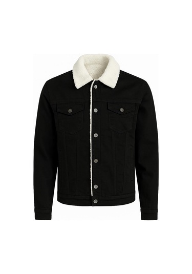 Zbd Erkek Slim Fit Kürklü Kot Ceket - 7432 Siyah