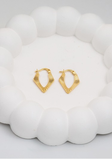 Bilezikci Köşeli Halka Altın Küpe Sarı Altın