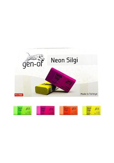 Gen-of No:24 Pvc Free Orta Boy Neon Silgi Gen-6724 3 Adet