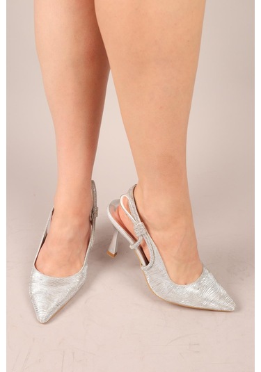 Lowell Yanı Fiyonklu Stiletto Gümüş-8325 GÜMÜŞ