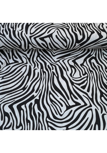Duck Keten Kumaşı Zebra Desen Siyah Beyaz Leke Tutmaz Ev Tekstil