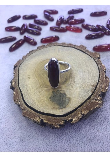 Akik Taşlı Gümüş Yüzük 925 Ayar Doğal Taş - 358831934