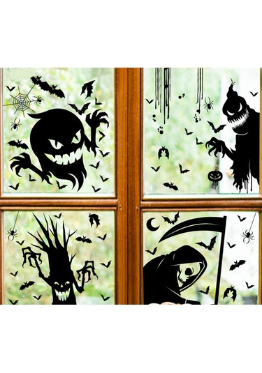 Dianziye Halloween Penceresi Elektrostatik Sticker 8 Adet: Kâbus, Cadı, Koca Ağız, Şeytan, Kemer, Hayalet Ağaç, Balkabak Hayali,ölü Adam - Tekrarlı Kullanım, Zımba Yok, Parti Dekorasyonu Diğer