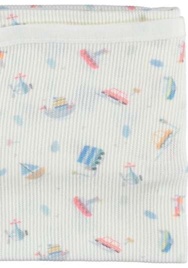 Bebek Baskılı Triko Uyku Battaniye Kaliteli Pamuklu Triko Bej