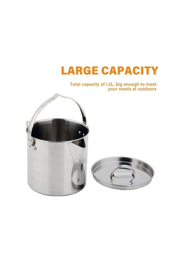 Dancemonkey Çelik 1.2l Paslanmaz Su Isıtıcısı Kapalı Piknik Kaynar Su Kamp Yürüyüş Gümüş