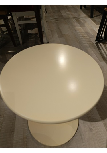 Mercan Mobilya Tekerlekli C Sehpa Yan Sehpa Çap: 40 Yuk :55 Ahşap Renk Krem