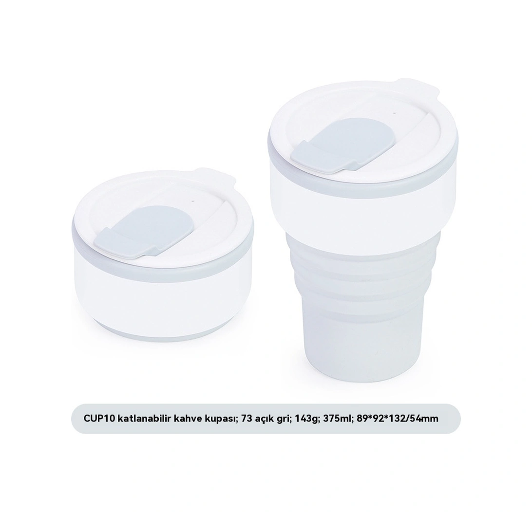 Amerikan Kahve Fincanı Taşınabilir Açık Hava Seyahat Kupası Katlanabilir Çevre Dostu Silikon Su Bardağı Katlanabilir Su Bardağı Beyaz