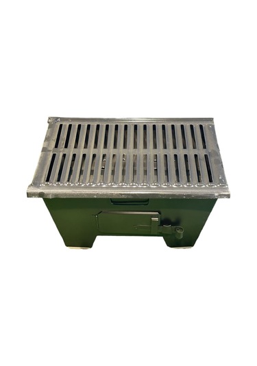 25x40 Katlanır Mangal Yağ Kanallı Mat Siyah Isıya Dayanıklı Boyal