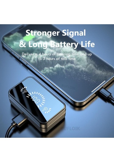 Bluetooth 5.2 Mikrofonlu Kulaklık, Stereo Spor Su Geçirmez Kablosuz Kulaklık Bluetooth, Harici Pil İçin Şarj Cihazı