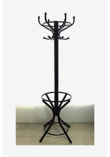 Siyah Metal Portmanto 175 Cm Uzunluk 100 Kg Taşıma Kapasitesi Metal Askılık Siyah Beyaz