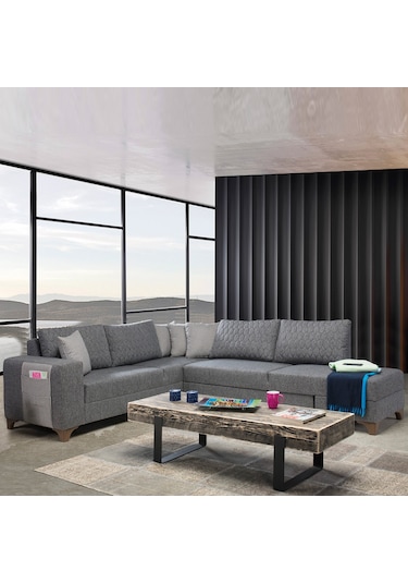 Eymense Loft Köşe Koltuk Takımı Gri Sağ Köşe