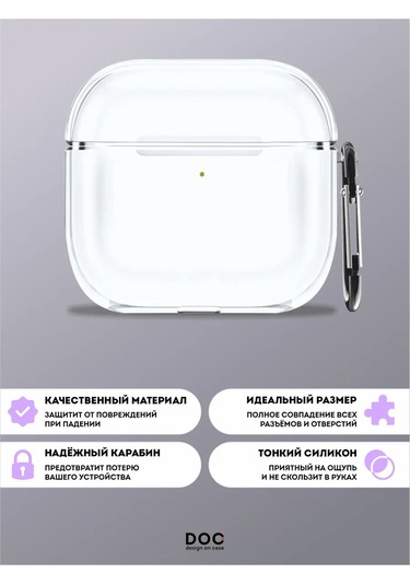 Designoncase Airpods Uyumlu 4 İçin Tek Renkli Şeffaf Kılıf 280412001 Beyaz