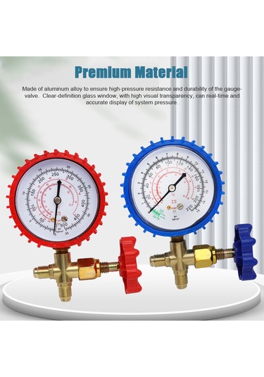 Suofeng Çift Değerli Klima Ve Soğutma Sistemi Basınç Ölçer, R22 R134 R404 Gazları İçin Ayarlanabilir Bakım Aracı
