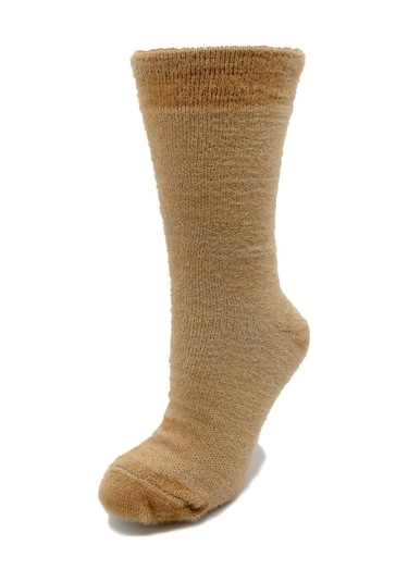 Tüylü Bej Rengi Kalın Kışlık Kadın Çorap Bej